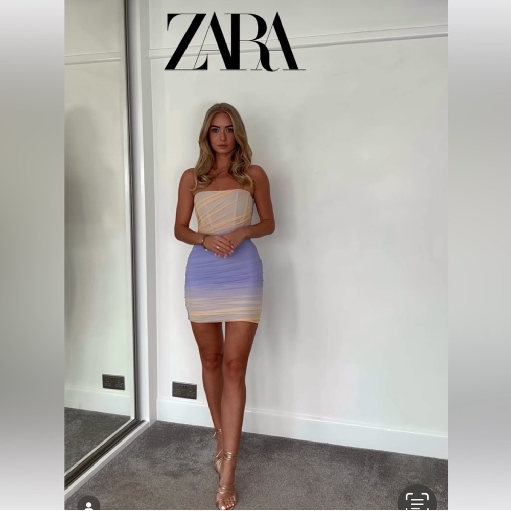 ZARA NWT Multicolor Tulle Strapless Dress - Picture 6 of 6